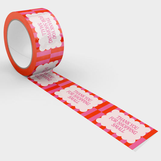 Thank You for Shopping Small Shipping Tape - Pink Orange Cloud - Shippy Tape