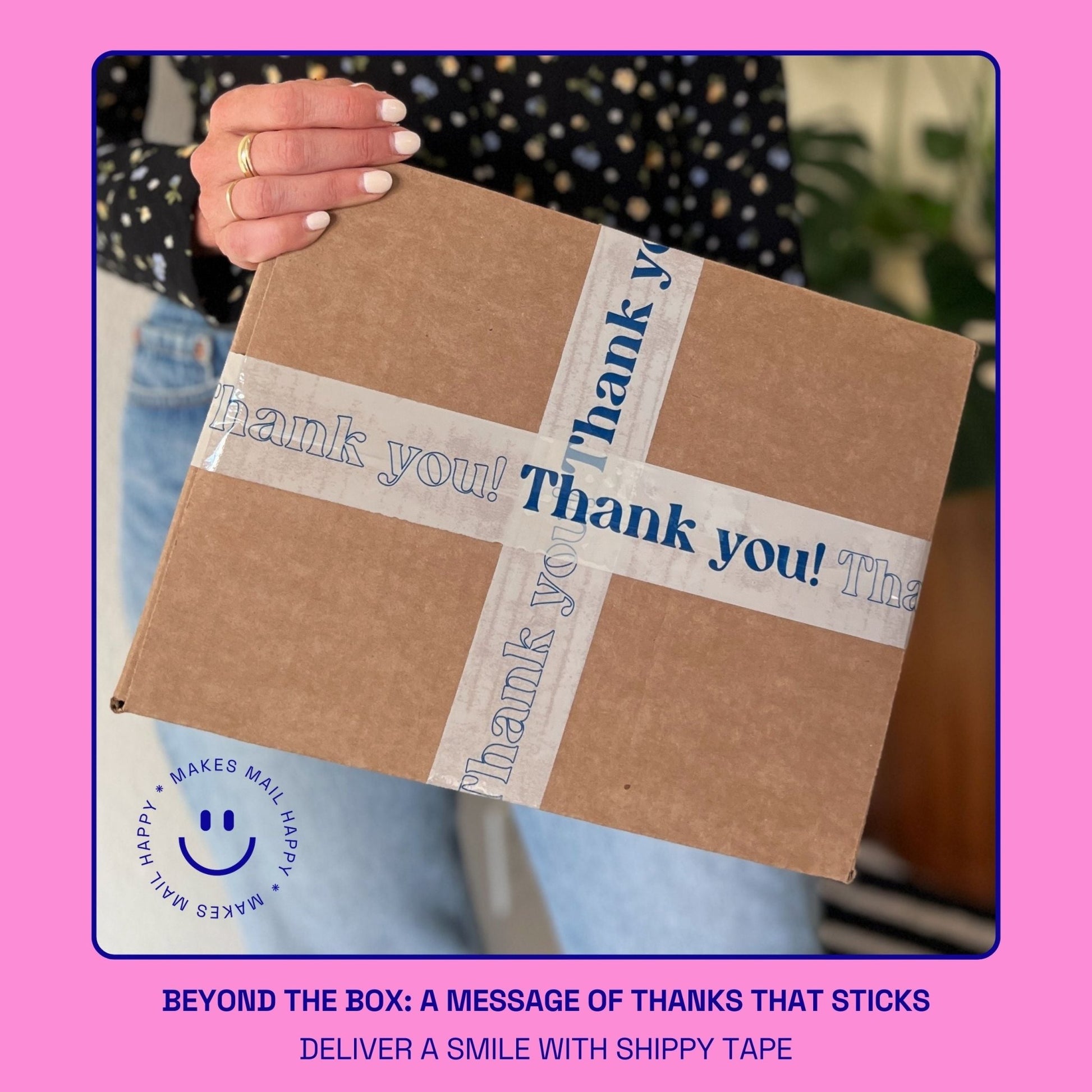 Thank You! Packing and Shipping Tape - Cream/Blue - Shippy Tape