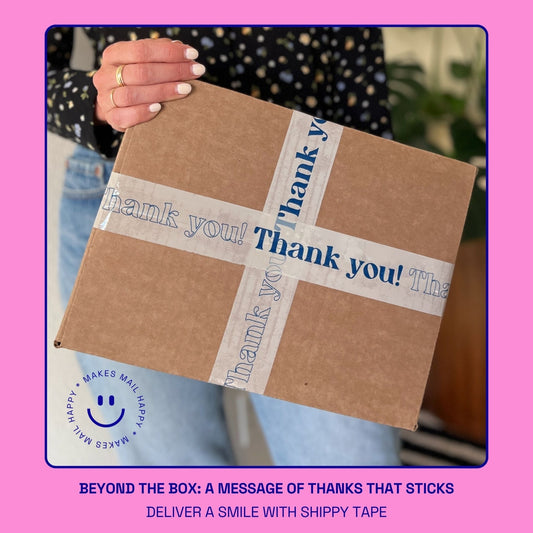 Thank You! Packing and Shipping Tape - Cream/Blue - Shippy Tape