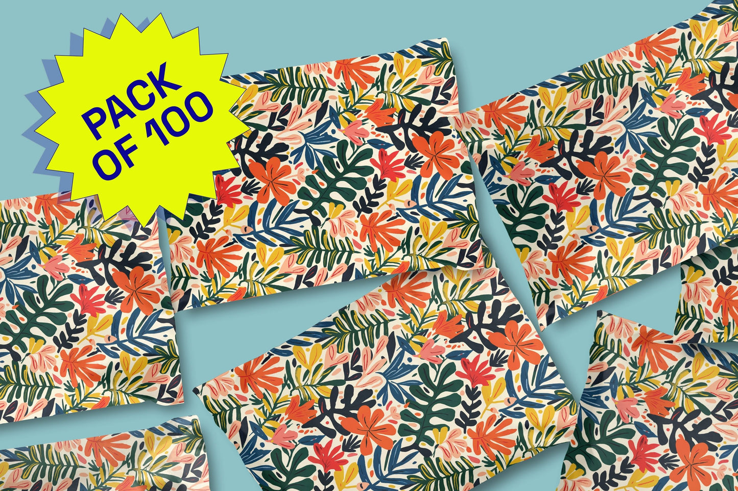 Poly Mailer Self-Sealing Shipping Envelopes – Tropical Leaves (Pack of 100)