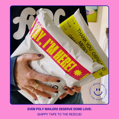Yay, I'm Here! Shipping Tape - Pink/Yellow
