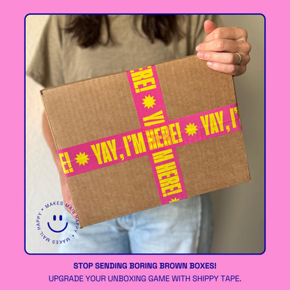 Yay, I'm Here! Shipping Tape - Pink/Yellow