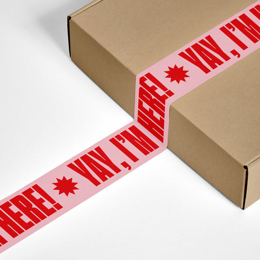 Yay, I'm Here! Shipping Tape - Pink/Red