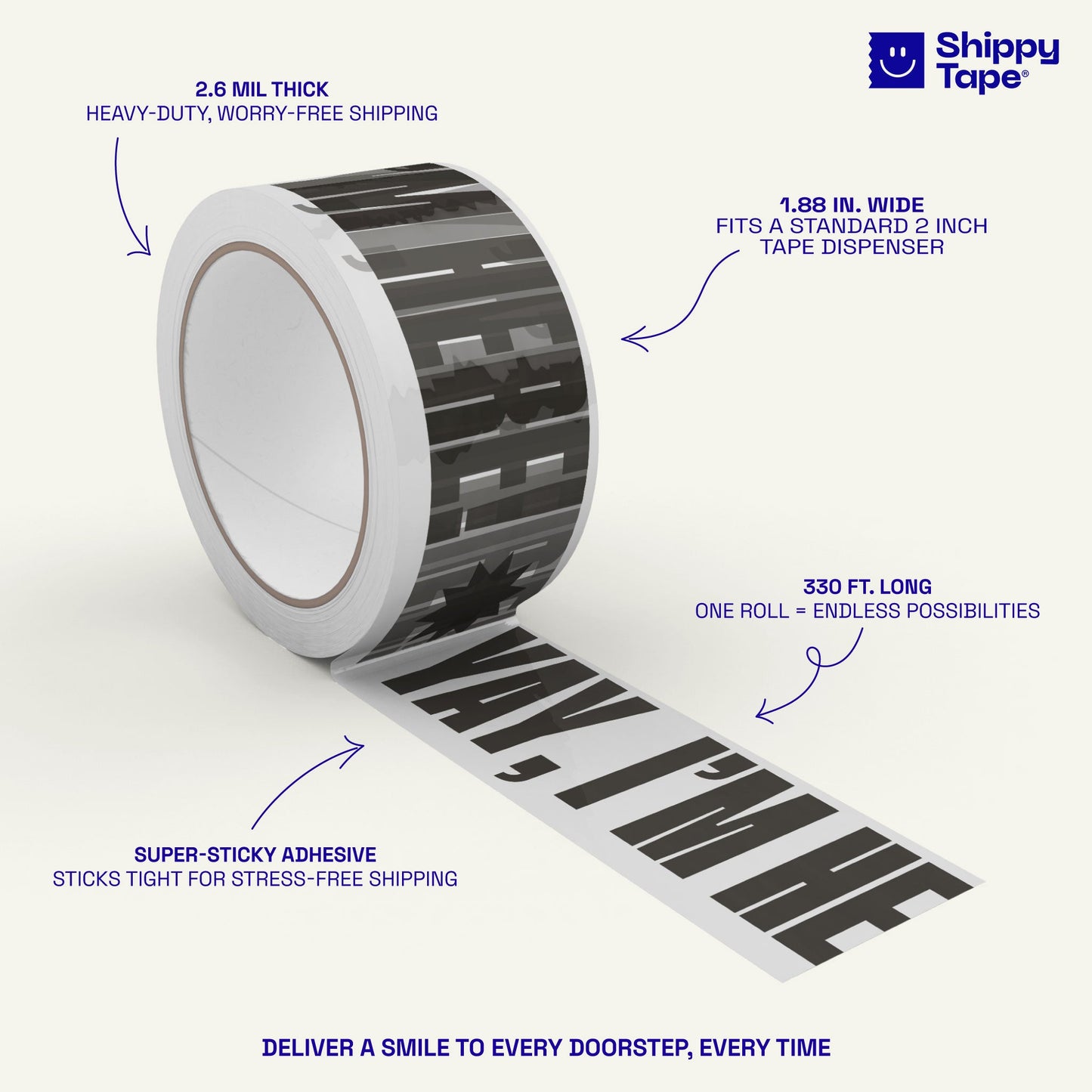 Yay, I'm Here! Shipping Tape - Clear/Black - Shippy Tape