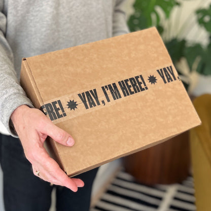 Yay, I'm Here! Shipping Tape - Clear/Black - Shippy Tape