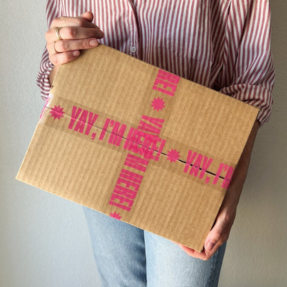 Yay, I'm Here! Shipping Tape - Clear/Pink - Shippy Tape