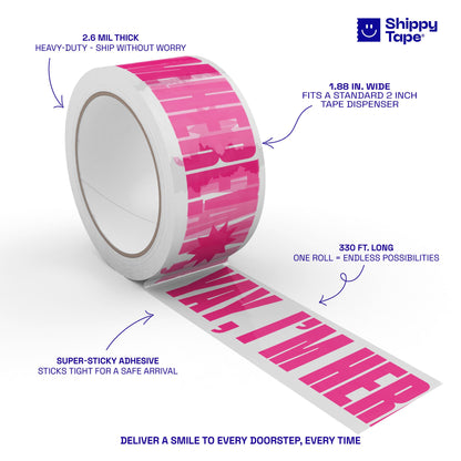 Yay, I'm Here! Shipping Tape - Clear/Pink - Shippy Tape