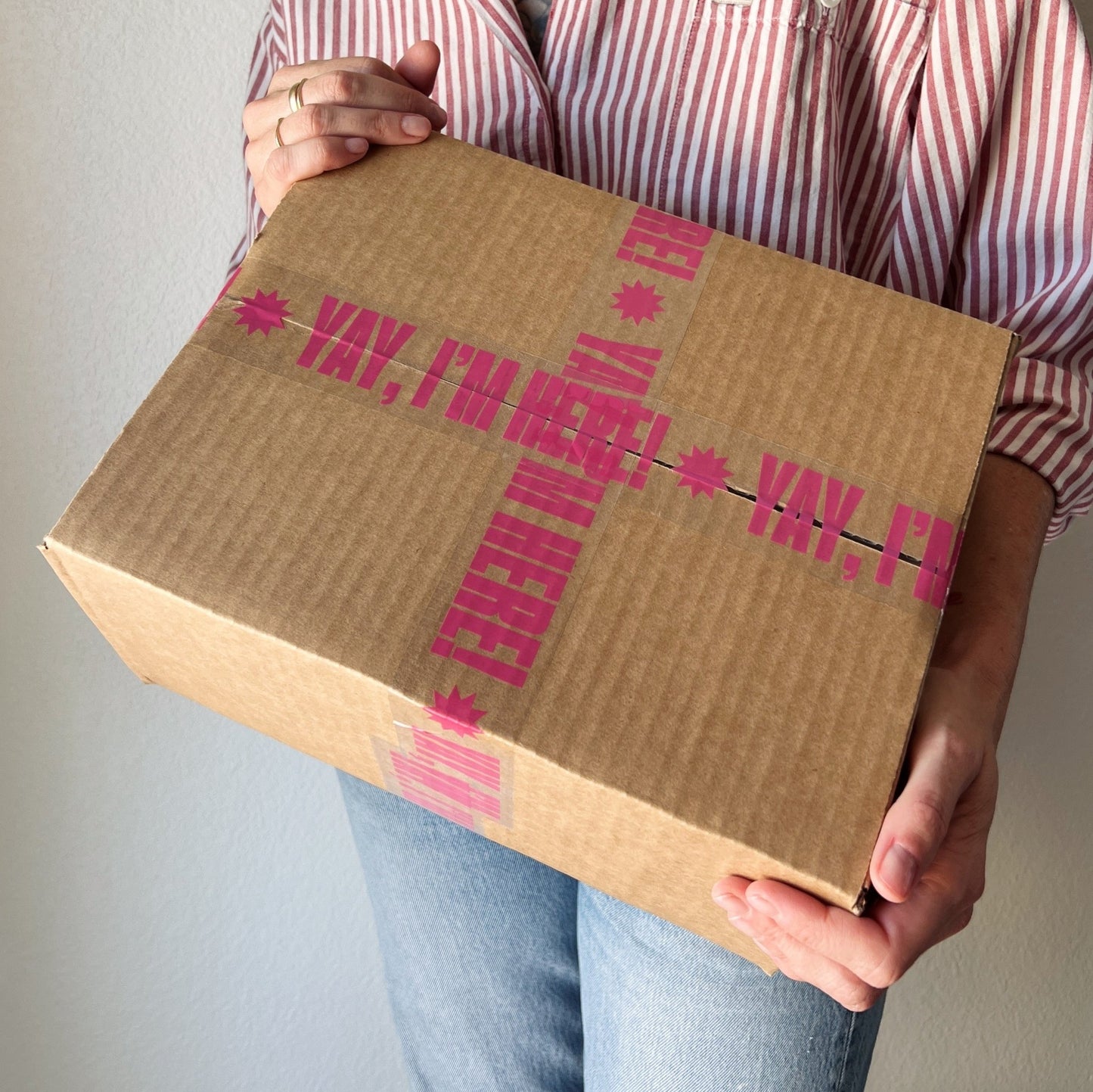Yay, I'm Here! Shipping Tape - Clear/Pink - Shippy Tape