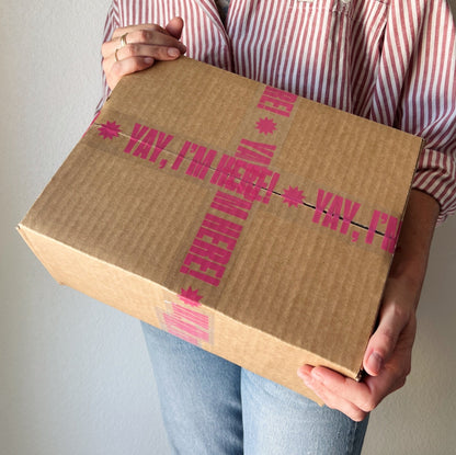 Yay, I'm Here! Shipping Tape - Clear/Pink - Shippy Tape
