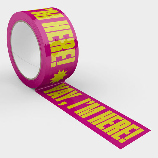 Yay, I'm Here! Shipping Tape - Pink/Yellow - Shippy Tape