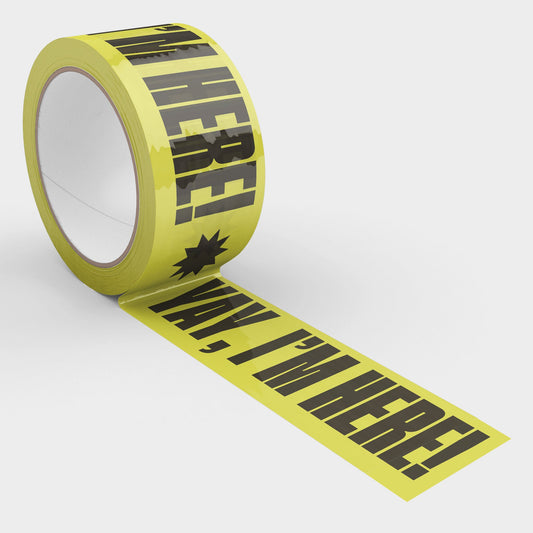 Yay, I'm Here! Shipping Tape - Yellow/Black - Shippy Tape