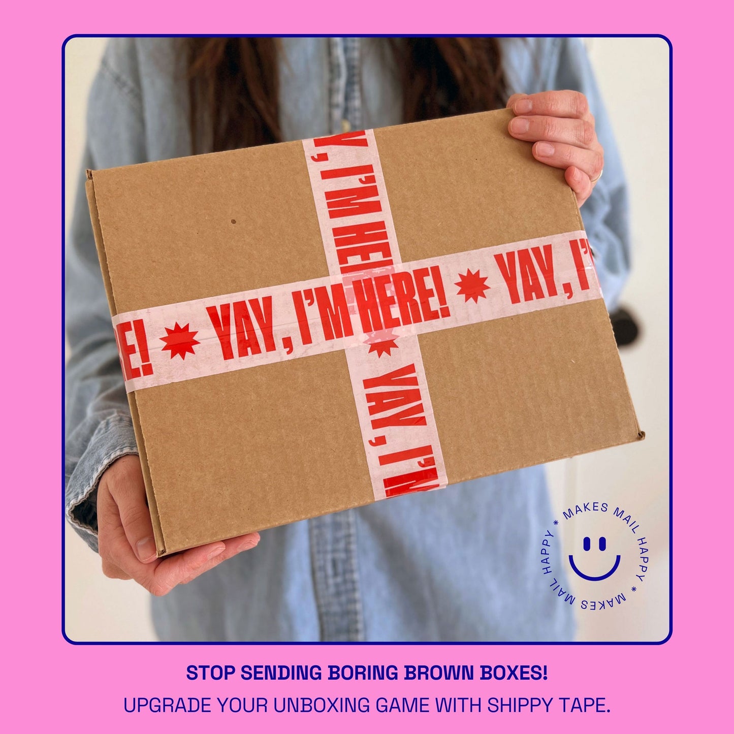 Yay, I'm Here! Shipping Tape - Pink/Red