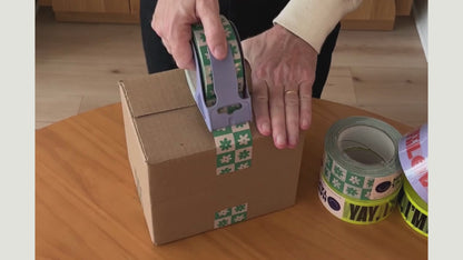 Checkered Retro Flower Shipping Tape - Green/Cream