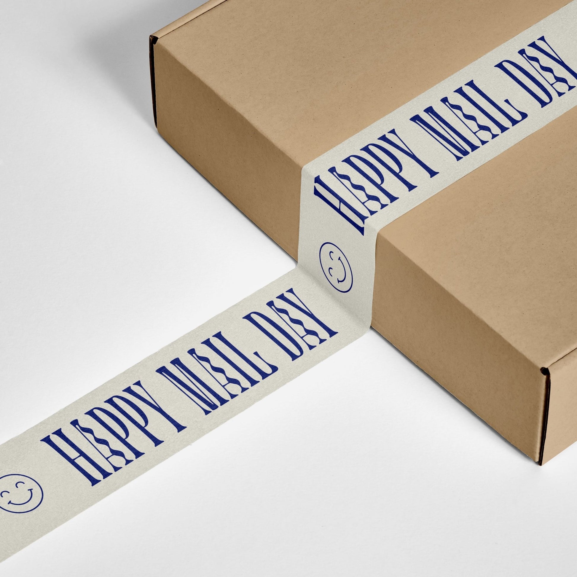 "Happy Mail Day" Shipping Tape - Cream/Blue - shippytape