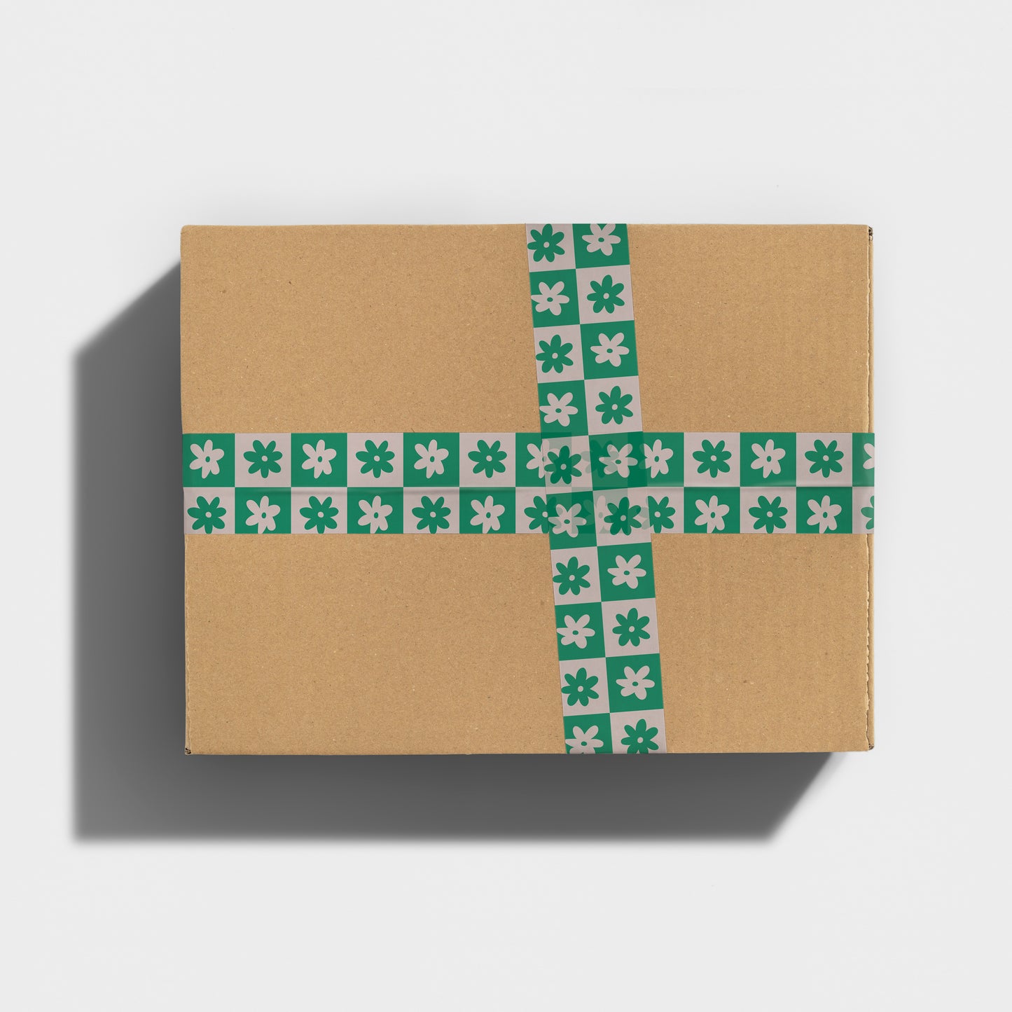 checkered pattern flower green shipping tape
